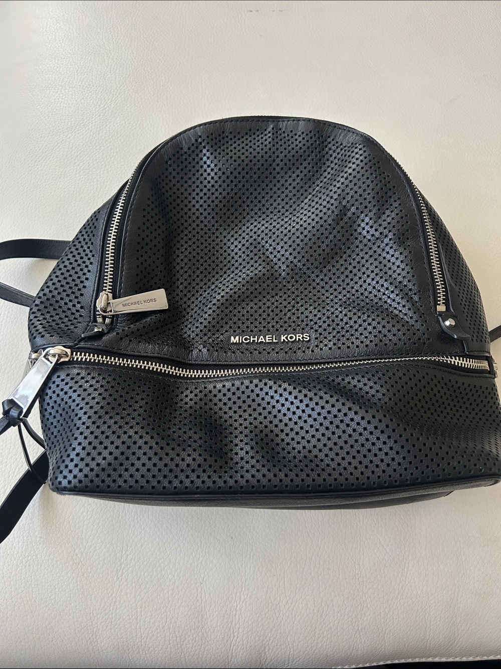 Michael Kors Black Perforated Leather Backpack